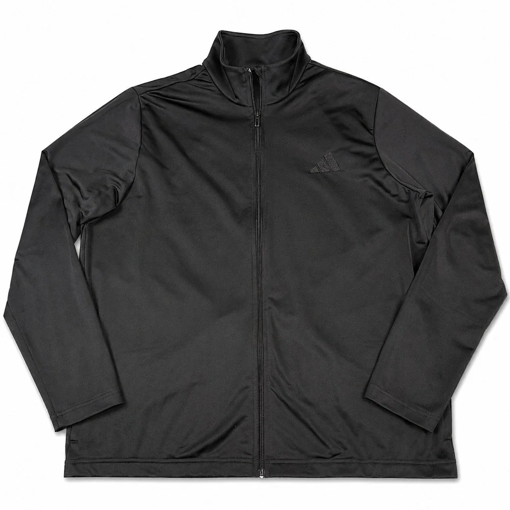 Adidas Full Zip Track Jacket Men Size Large Black Fleece Lined Training Athletic